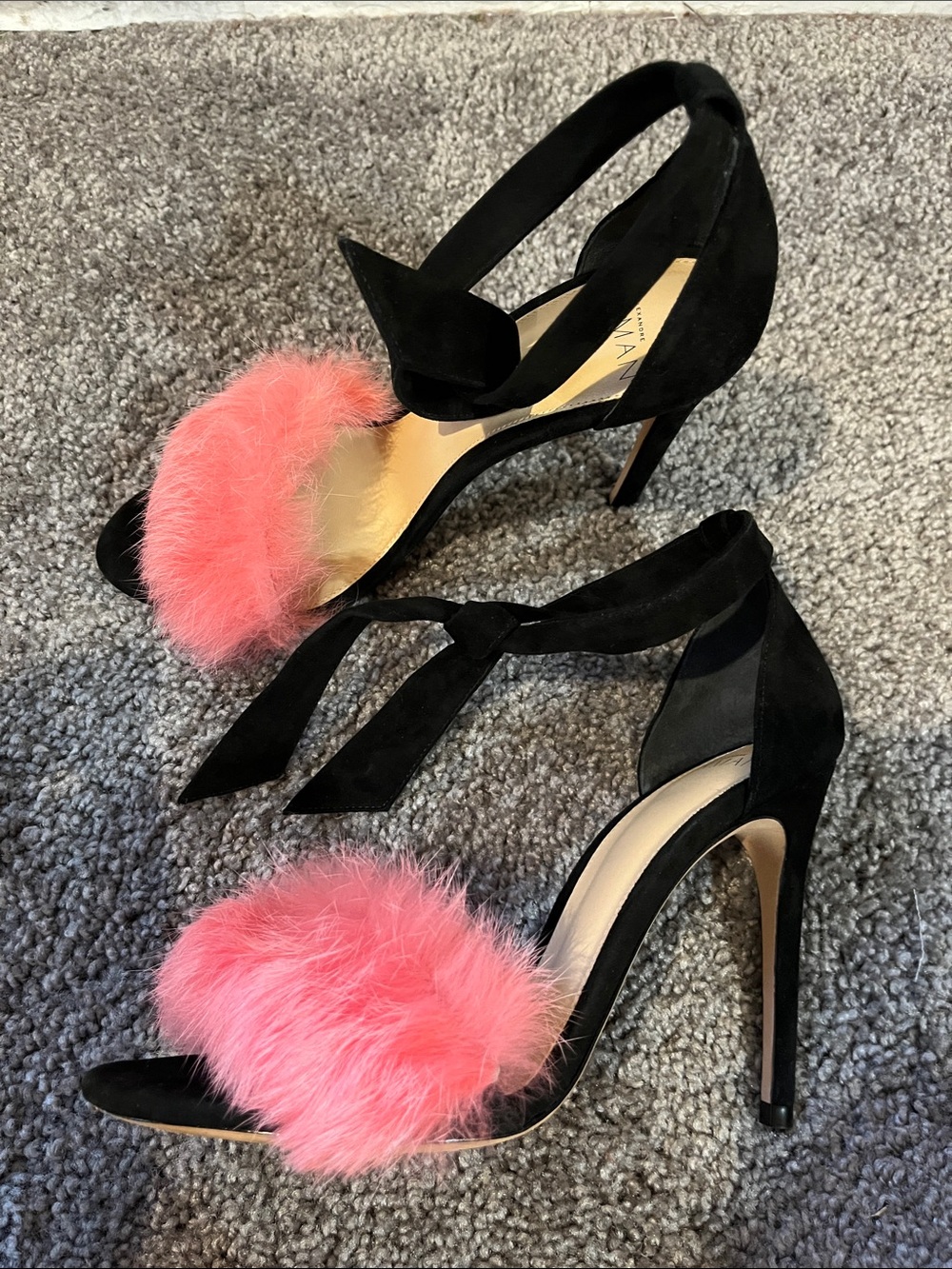 Alexandre Birman suede fur heels sandals